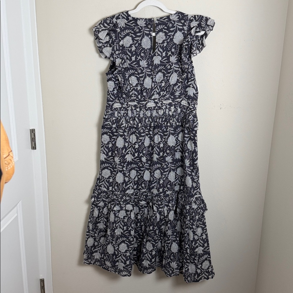 NWT Cleobella Cherie Midi Dress in Navy Block Print Size Large Boho Organic - Picture 11 of 11
